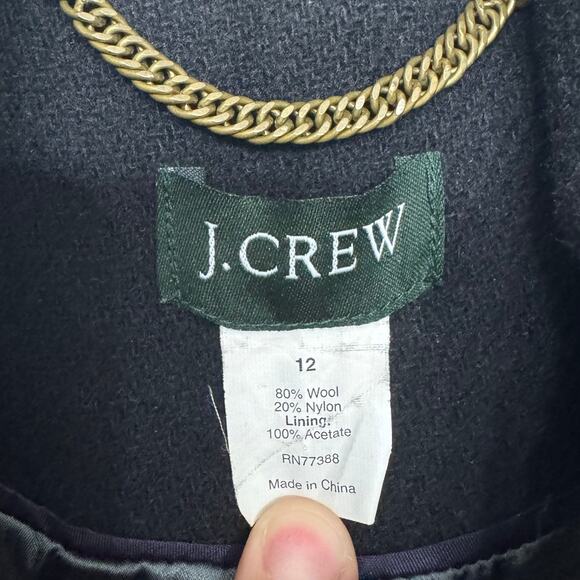 J.Crew Women’s Black Wool Blend Peacoat Coat Size 12 Double Breasted (No Belt) - Picture 3 of 6